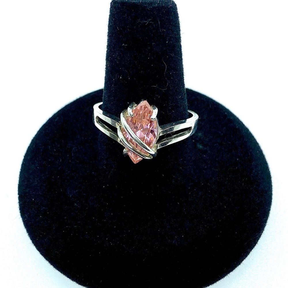 Sterling Silver and Pink CZ Ring Size 8 3/4